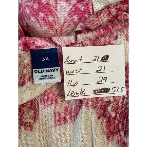 Old Navy Women Waist-Defined Floral Linen Smocked Midi Cami Dress Size 3X Spring - Picture 2 of 11